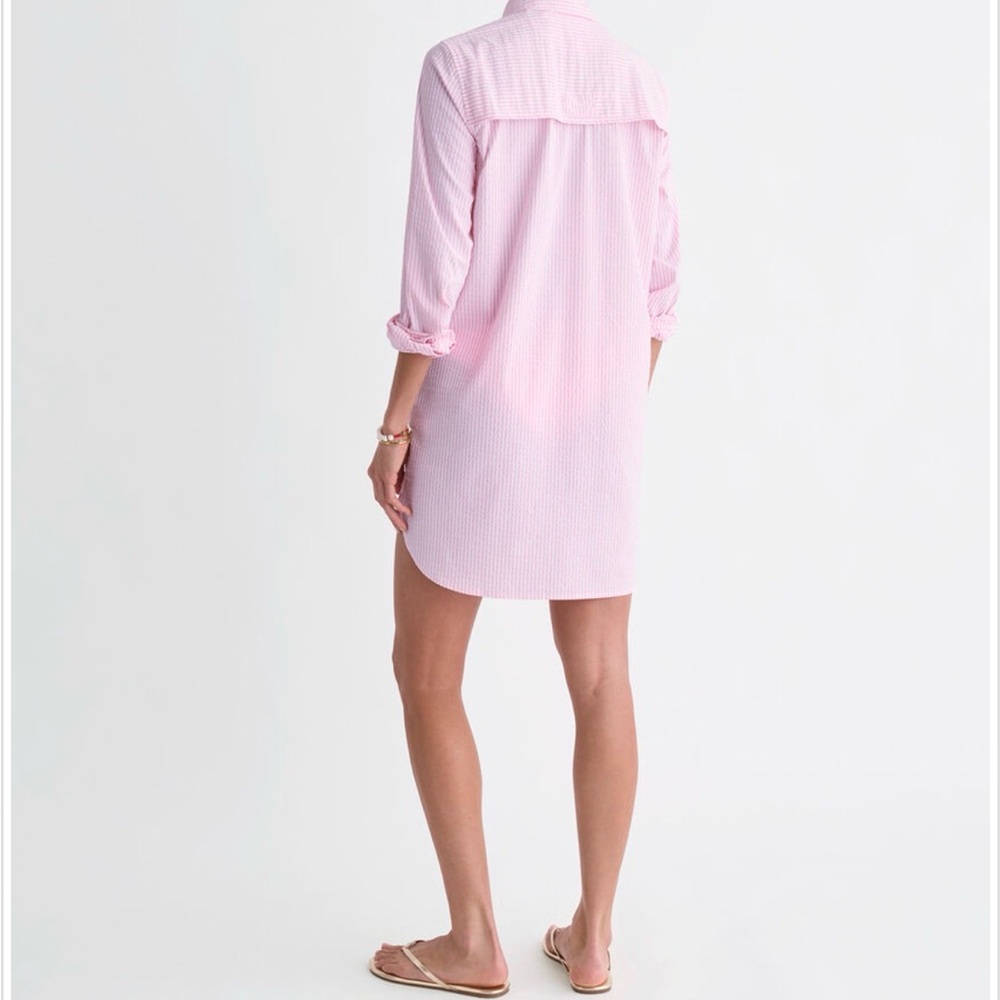 NWT- Vineyard Vines Pink Striped Harbor Button-Down Swim Coverup - Picture 6 of 11